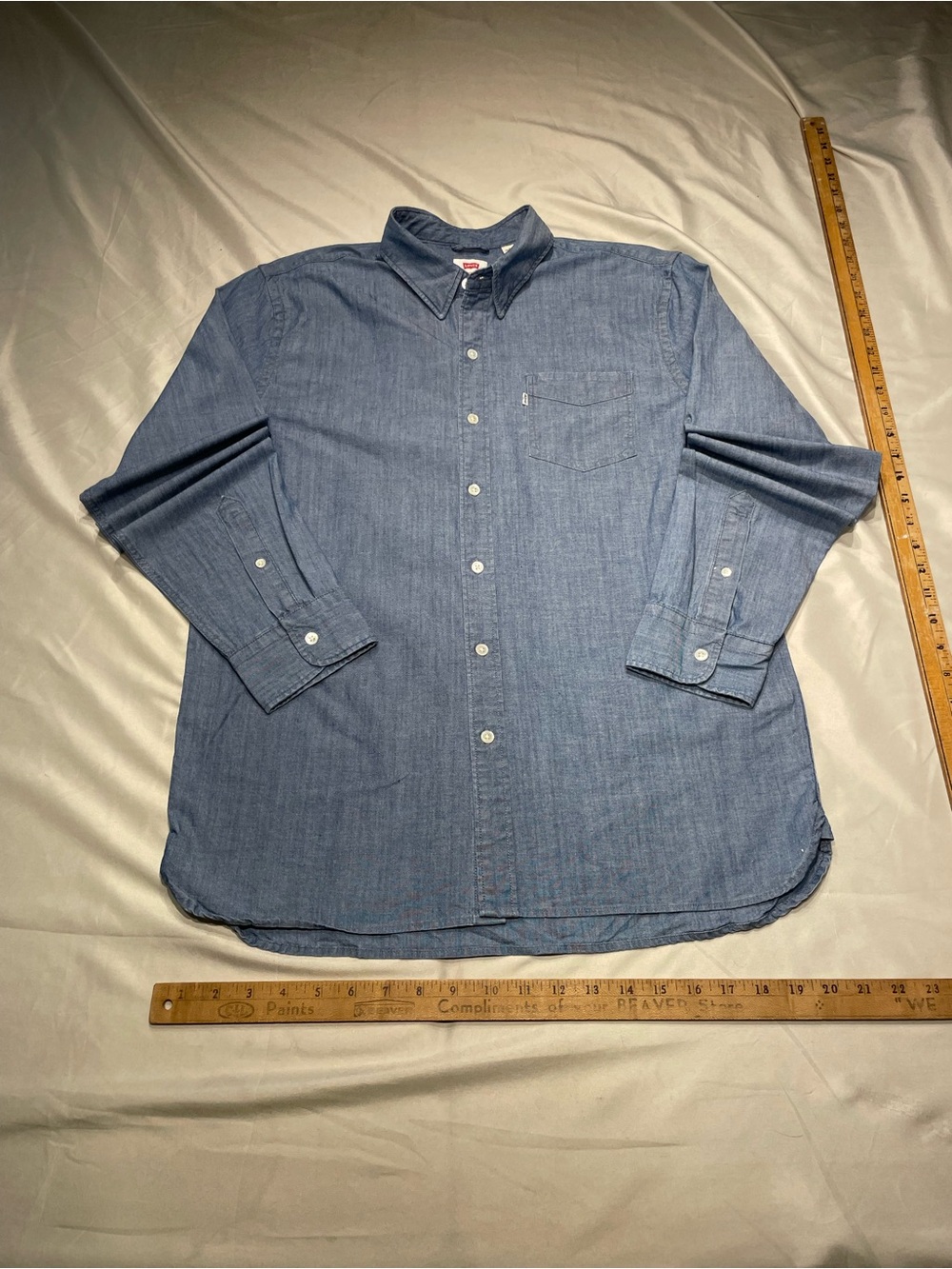 Levi's white label large slim cut indigo Chambray Button-Down Shirt